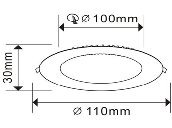 Строительное оборудование Unused LED Panel - Round - 8W Recessed 3000K (warm white) - 640Lumens - IP20 - AC110-240V - Lifetime: 30,000 hours - LED SMD - LED Driver included - Dimensions: 110mm x 30mm - Mounting diameter: 100mm: фото 4