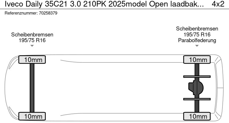 Новый Малотоннажный бортовой грузовик Iveco Daily 35C21 3.0 210PK 2025model Open laadbak CarPlay ACC LED 3,5T Trekvermogen Pritsche Pickup Airco: фото 17