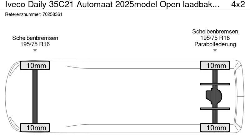 Новый Малотоннажный бортовой грузовик Iveco Daily 35C21 Automaat 2025model Open laadbak Dubbel Cabine CarPlay ACC LED 3,5T Trekvermogen Pritsche Pickup Airco Dubbel cabine: фото 19